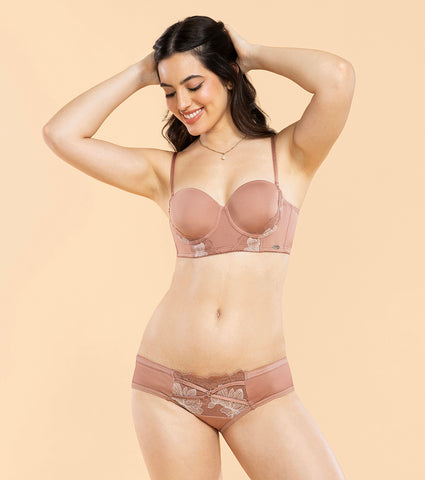 Enamor P143 Ultra Low Waist Bikini with Luxe Embroidered Lace for a Modern, Chic Look