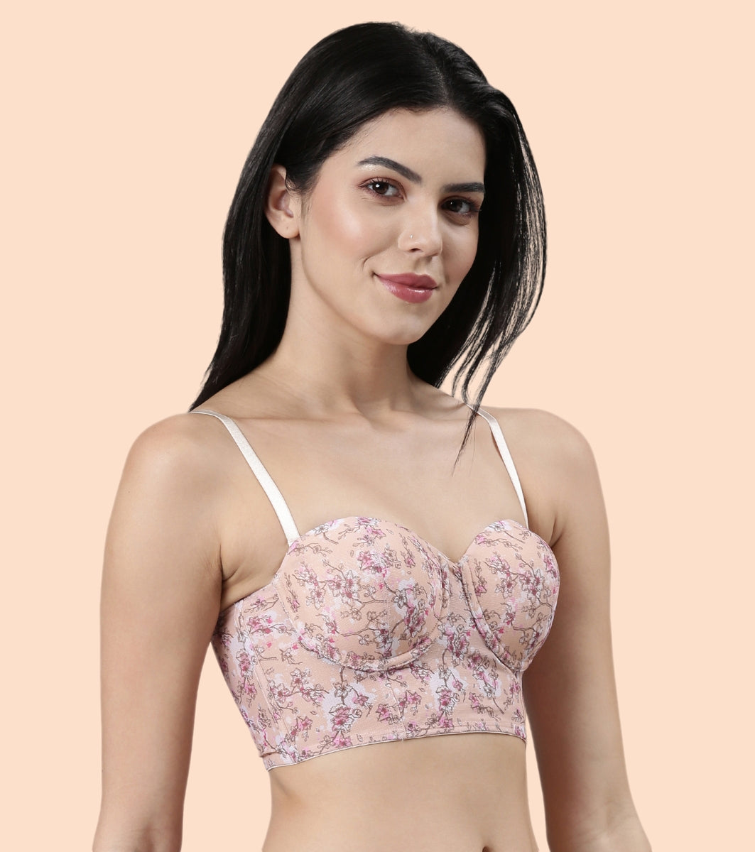 Enamor F130
FLEXI LIGHT PRINTED BUSTIER BRA
PADDED  WIRED  HIGH COVERAGE