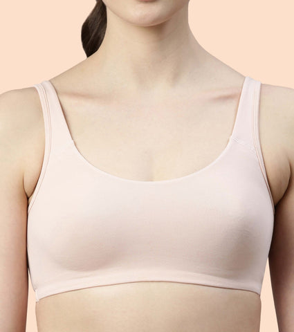 Enamor Low Impact Cotton Bra For Women - Non-Padded, Non-Wired, High-Coverage Bra For All-Day Comfort | SB06