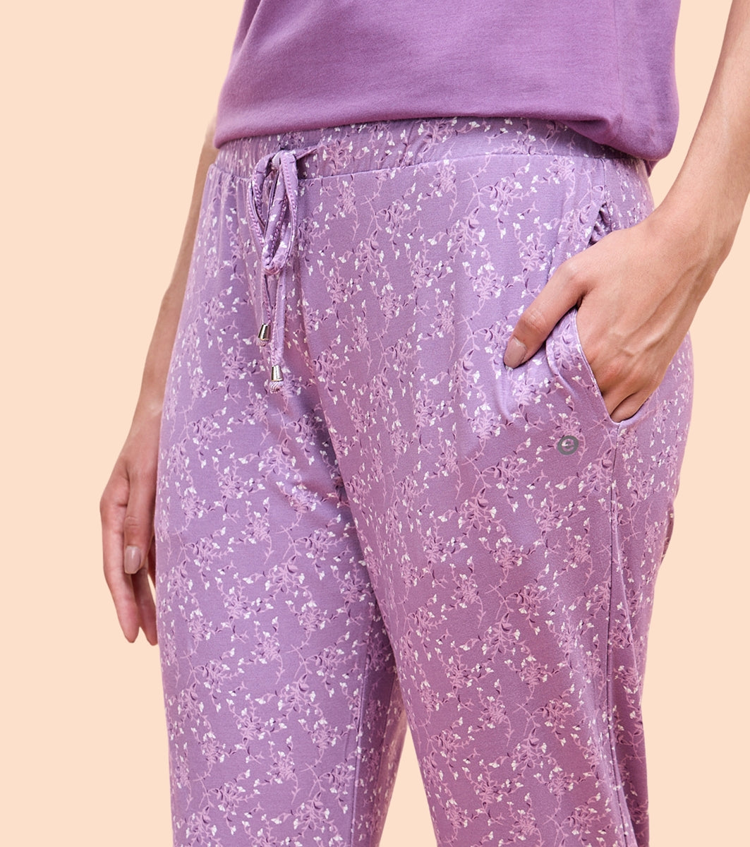 Enamor Essentials Womens E048-Mid Rise 7/8th Relaxed fit Lounge Pants