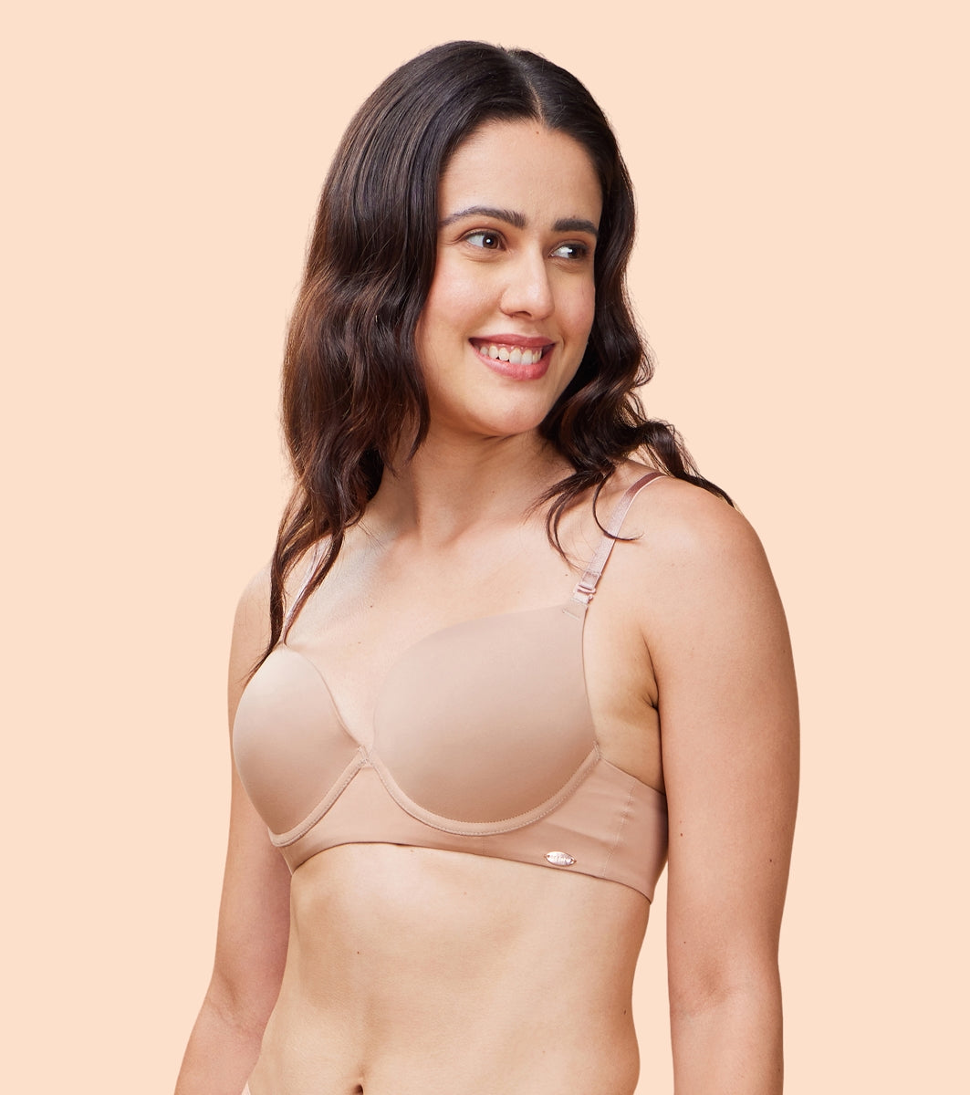 Enamor Body Transform F114 Air Brush Multiway Plunge Push-Up Bra for Women- Medium Coverage, Padded and Wired