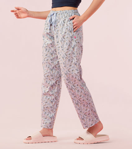 Essentials – E4A5 Hangout Pant Relaxed Fit | Mid Rise | Regular Length - Blue Botanical Print