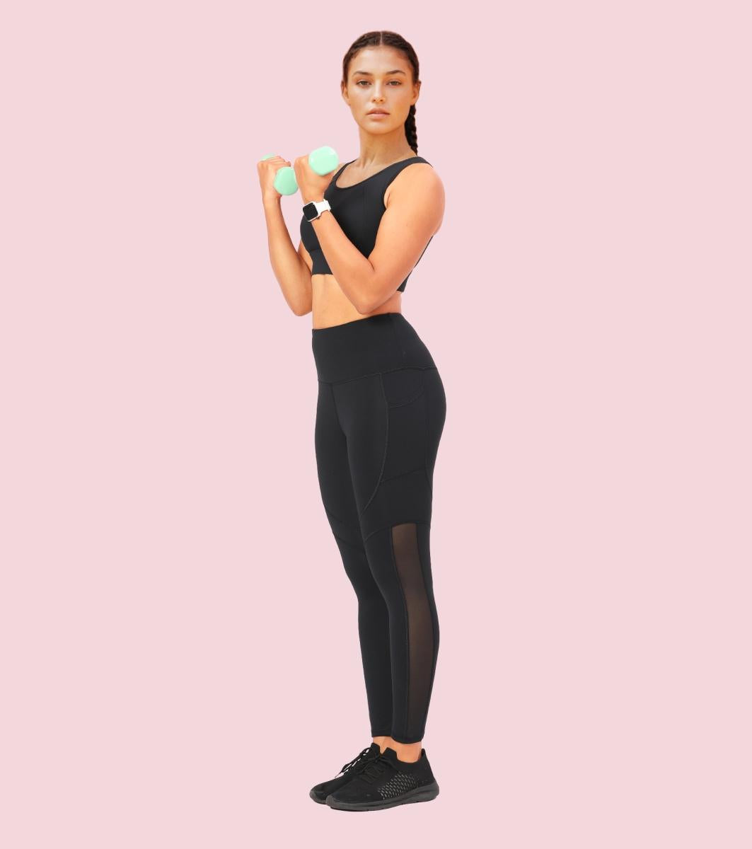 Enamor A610 Women's Quick Dry High Waist Workout Leggings with Elasticated Waistband - Jet Black