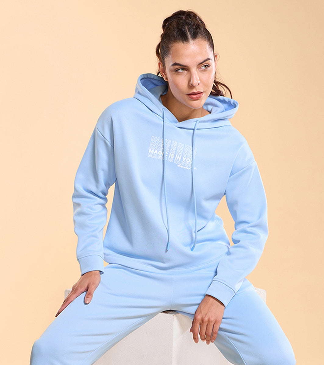 Enamor A905 Fleece Sweatshirt Relax Fit Crop Hooded Fleece Sweatshirt