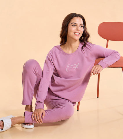 Enamor E079 Basic Sweat | Long Sleeve Basic Pop Over Sweatshirt With Mindful Graphic