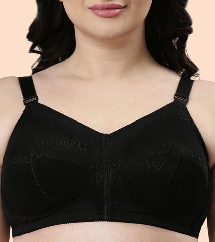 Enamor Body Transform F096 Ultimate Curve Support Bra for Women- Full Coverage, Non Padded and Wirefree - Black