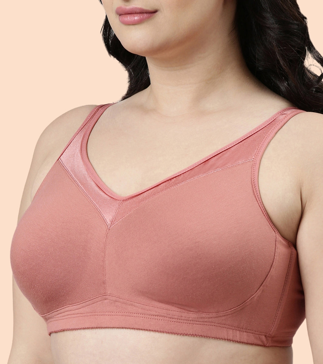 Enamor Super Lift Classic Full Support Bra For Women - Non-Padded, Non-Wired Bra For Full Coverage & Support | A112 | Rosette