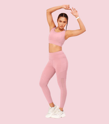 Enamor A610 Women's Quick Dry High Waist Workout Leggings with Elasticated Waistband - Lilas