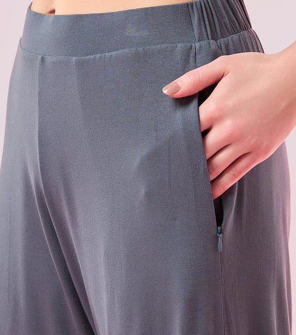 Enamor Essentials E064 Shop In Culotte | Crop Length Culotte With Smart Side Slits - Dark Slate