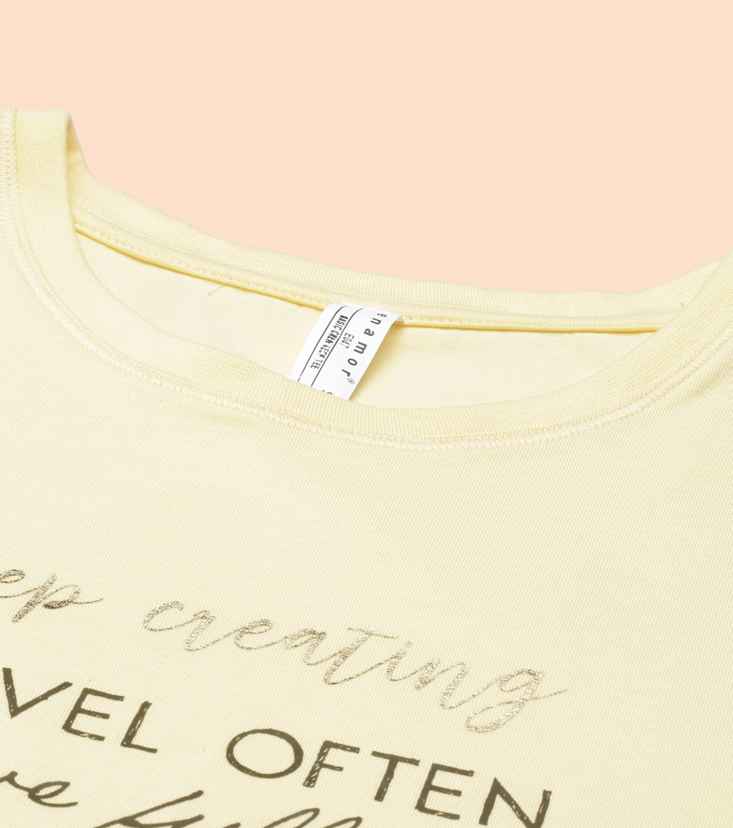 Basic Crew Tee – Graphic Print | Short Sleeve Crew Neck Stretch Cotton Tee