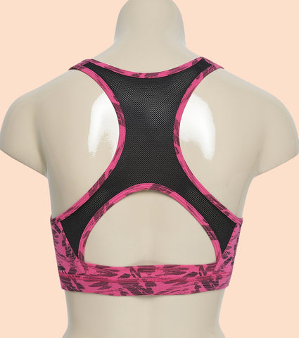 Racer Back Medium Impact Sports Bra with Removable Pads