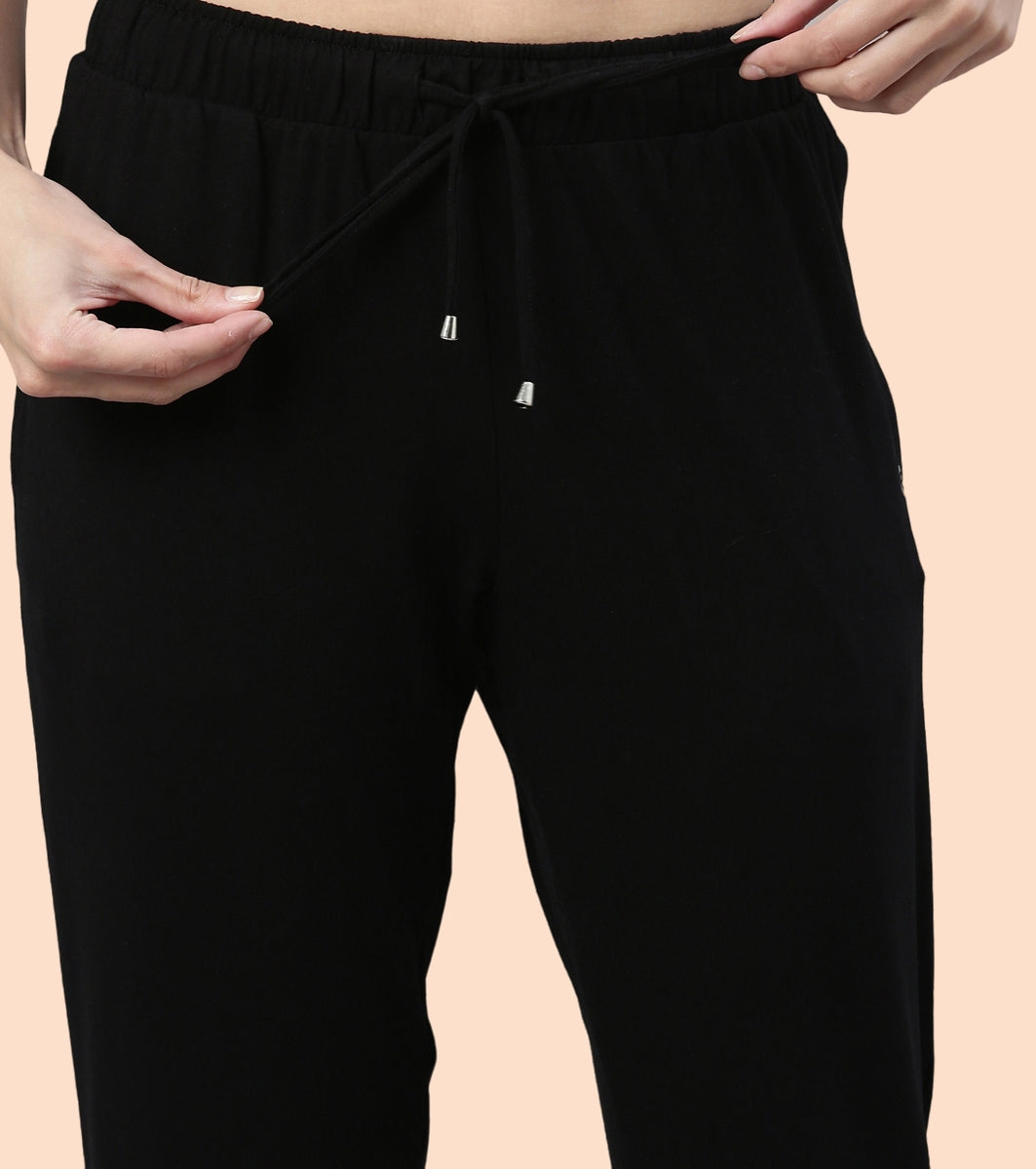 Enamor Essentials Womens E048-Mid Rise 7/8th Relaxed fit Lounge Pants