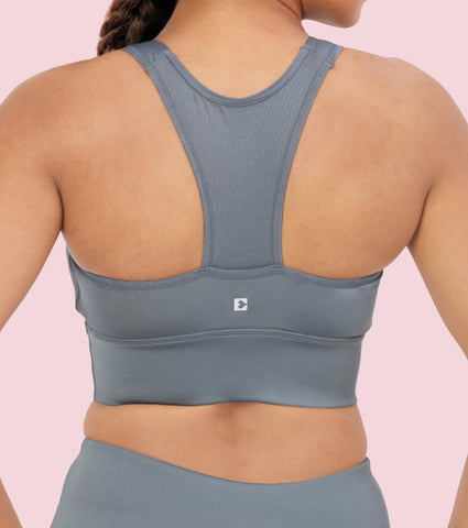 Enamor A202 Medium Impact Quick Dry Longline Workout Sports Bra - Cloud Grey