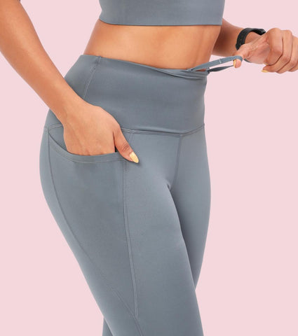 Enamor A605 Basic Quick Dry High Waist Basic Workout Leggings with Elasticated Waistband - Cloud Grey