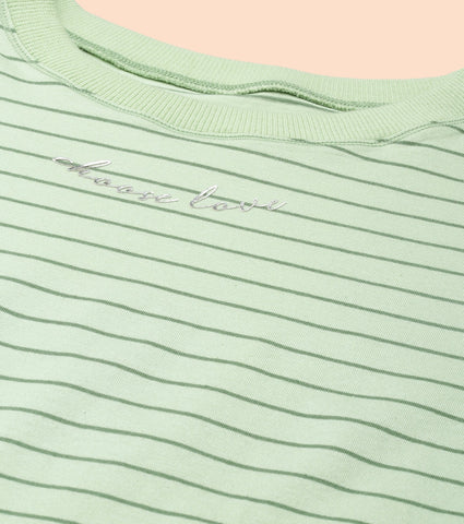 Active Cotton Tee -Stripes | Yarn Dyed Stripe Short Sleeve Anti-Odour Cotton Tee With Graphic