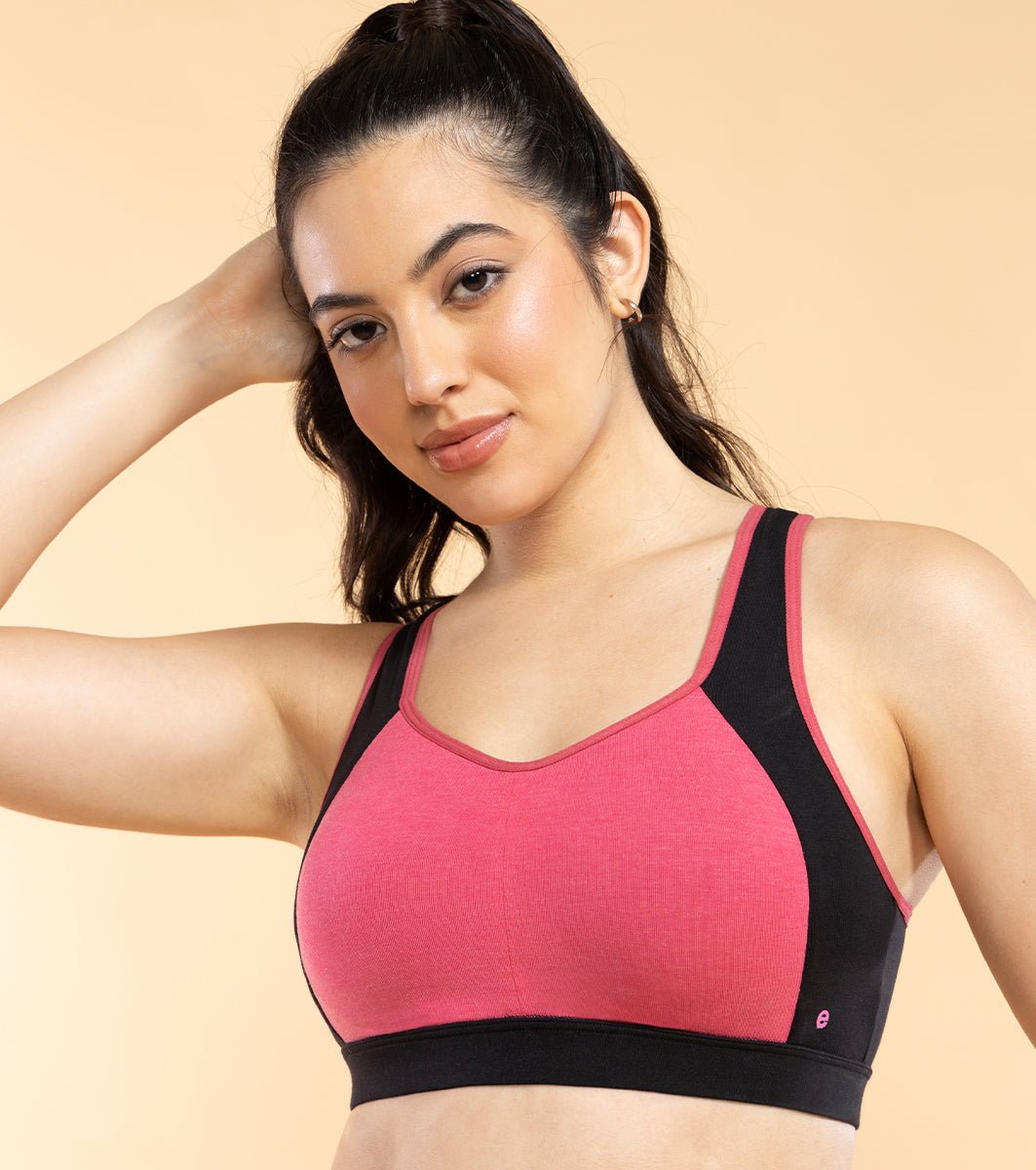 Enamor SB38 Medium Impact Cotton Sports Bra, Padded, Wire-Free, Full Coverage for Comfort