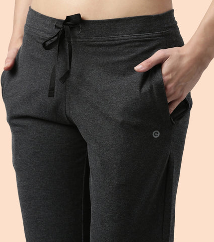 Lounge Pants | Basic Straight Leg Pants With Adjustable Drawstring And Zipper Pockets