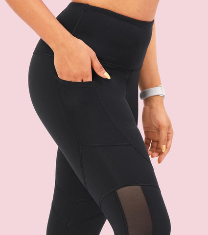 Enamor A610 Women's Quick Dry High Waist Workout Leggings with Elasticated Waistband - Jet Black