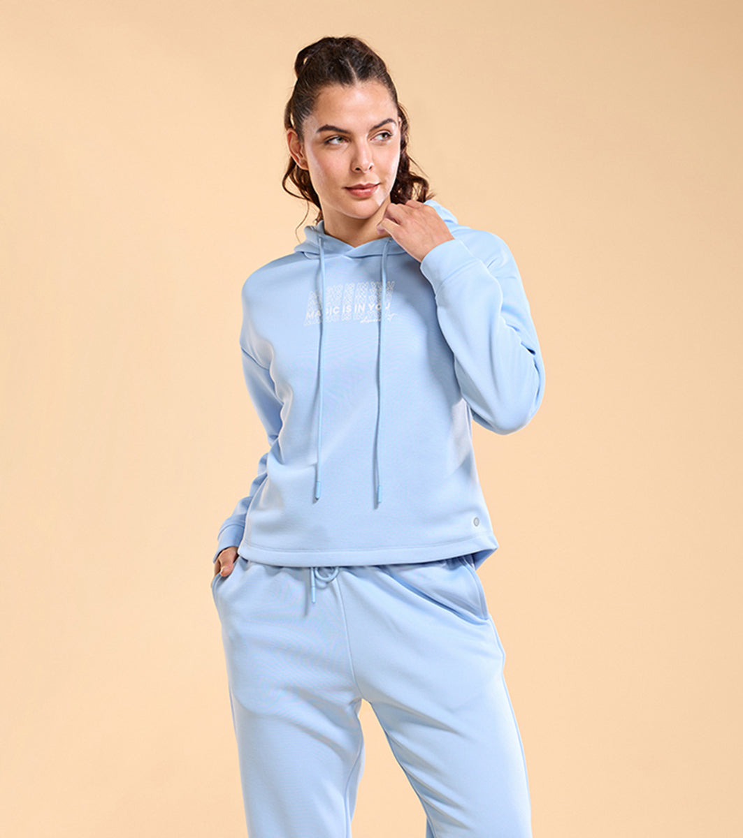 Enamor A905 Fleece Sweatshirt Relax Fit Crop Hooded Fleece Sweatshirt