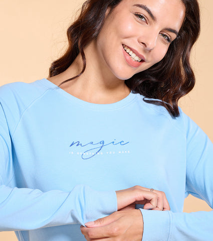 Enamor E079 Basic Sweat | Long Sleeve Basic Pop Over Sweatshirt With Mindful Graphic