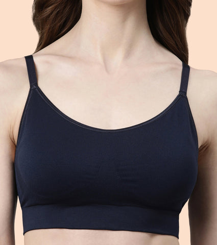 Enamor FlexiFree F037 Ultimate Comfort Seamless No -pinch T-shirt Bra for Women- High Coverage, Padded and Wirefree - Black