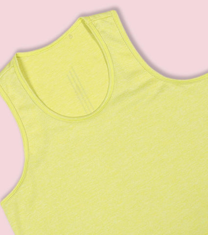 Enamor A308 Women Crew Neck Sleeveless Slim Fit Activewear Workout T-Shirt - Cyber Lime Mel