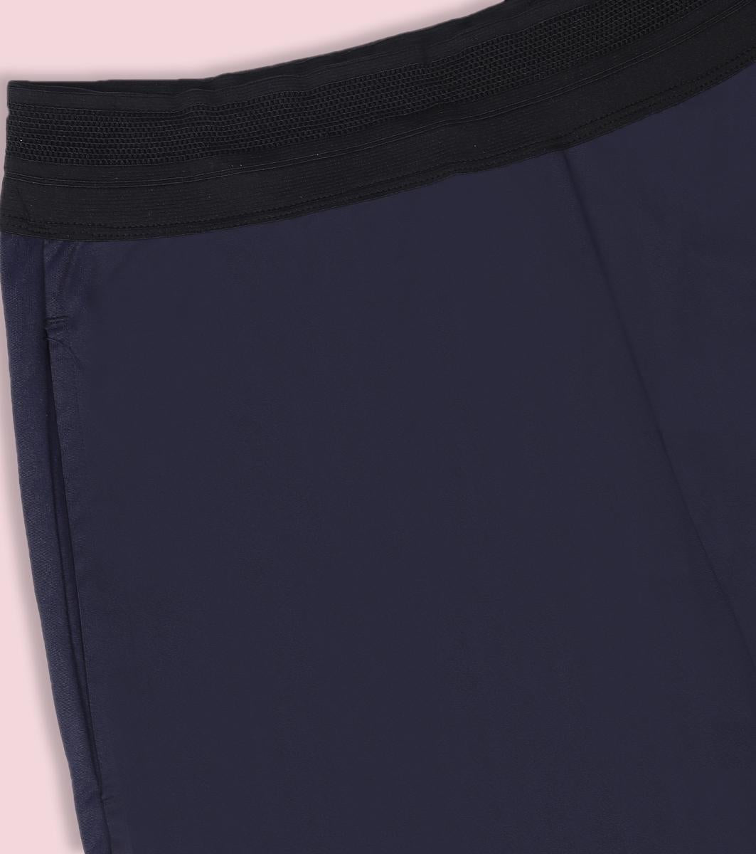 Enamor A714 Women's Kool Poly Quick Dry Training Shorts with In-Built Inner Tights - Navy