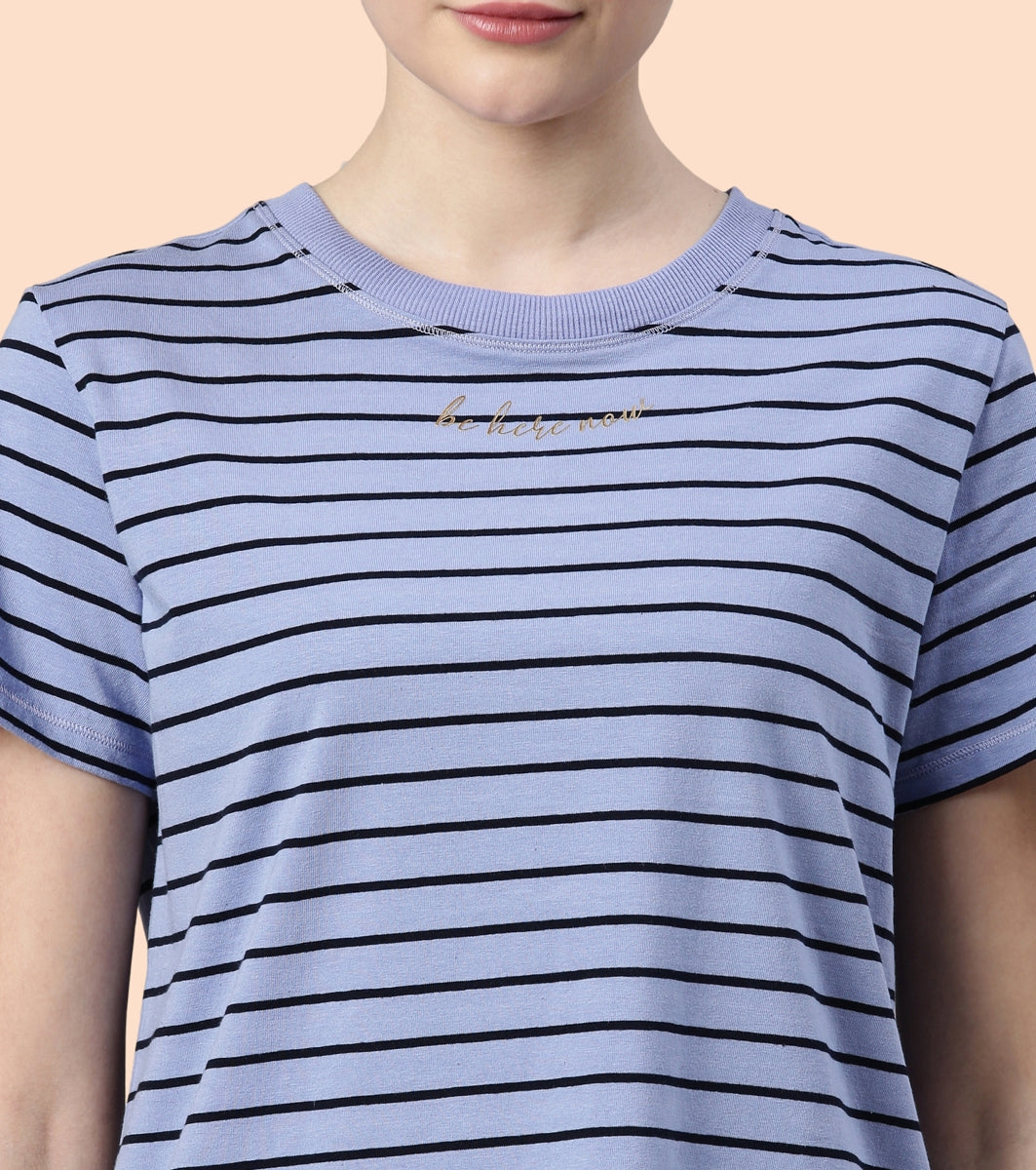 Active Cotton Tee -Stripes | Yarn Dyed Stripe Short Sleeve Anti-Odour Cotton Tee With Graphic