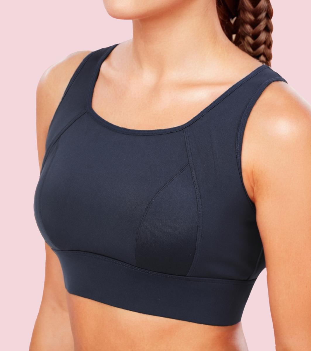 Enamor A205 Women's Quick Dry Sports Bra - High Support, Padded, High Coverage, Non-Wired - Navy