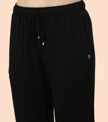 Shop-In Pants - Tapered Lounge Pants With Self Fabric Drawstring With Metal Ends