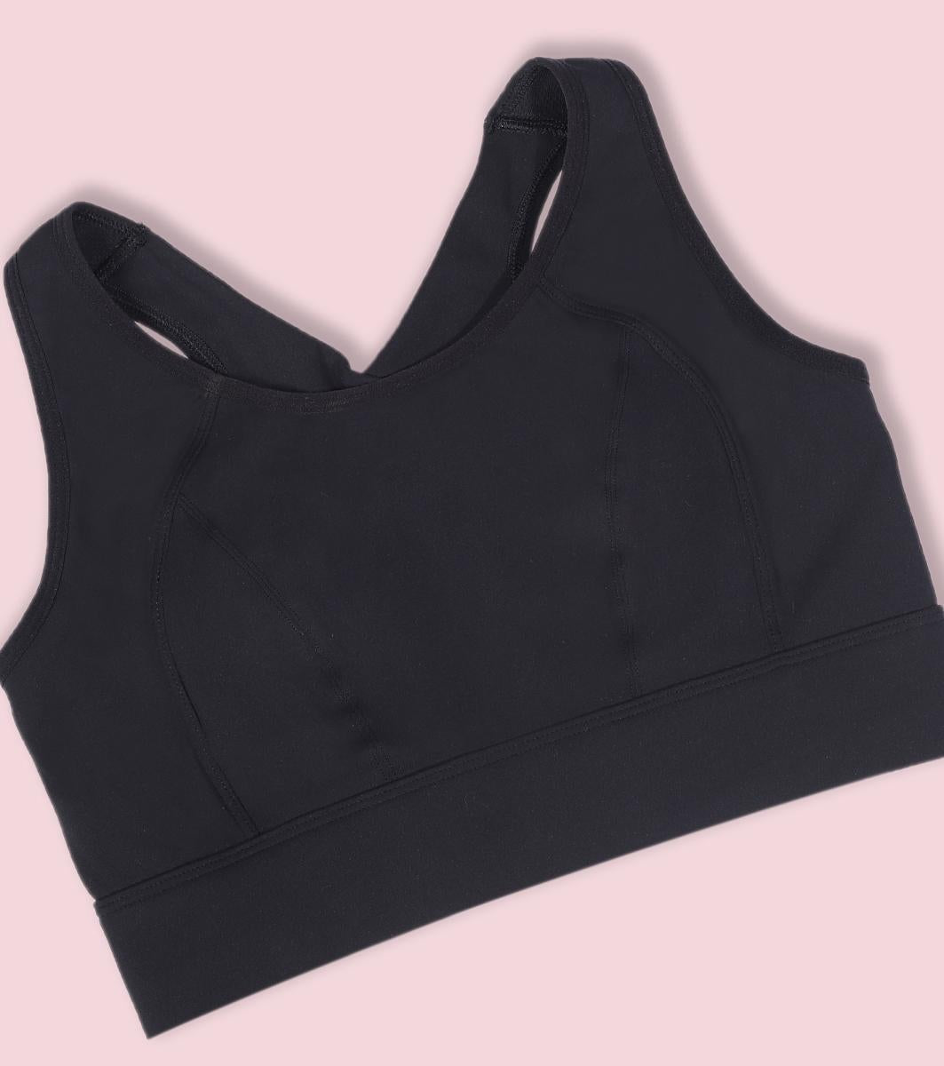 Enamor A205 Women's Quick Dry Sports Bra - High Support, Padded, High Coverage, Non-Wired - Jet Black