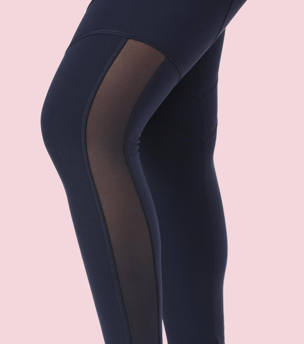 Enamor A610 Women's Quick Dry High Waist Workout Leggings with Elasticated Waistband - Navy