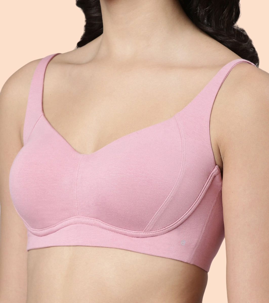 Enamor BambooBliss A077 Ultimate Softness Innovation Bamboo Cotton Full Support T-shirt Bra for Women- High Coverage, Padded and Wirefree