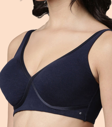 Enamor BambooBliss A076 Ultimate Softness Innovation Bamboo Cotton Lounge Slip-on T-shirt Bra for Women with Removable Pads- High Coverage, Padded and Wirefree