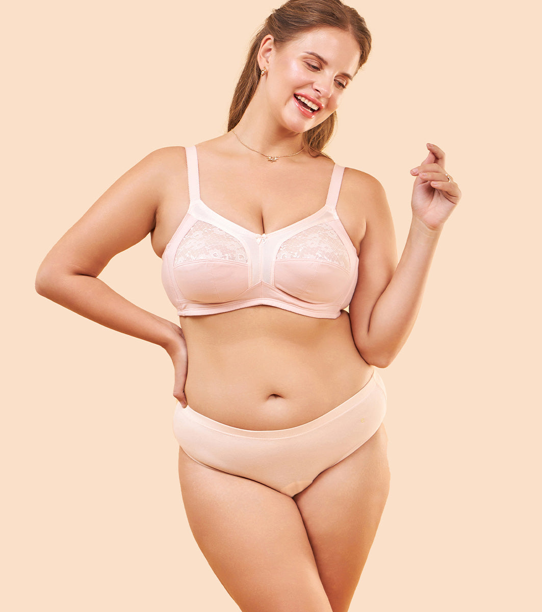 Enamor Fab-Cool A014 Super Contouring M-frame Full Support  Cotton Bra for Women- Full Coverage, Non Padded and Wirefree - Pearl
