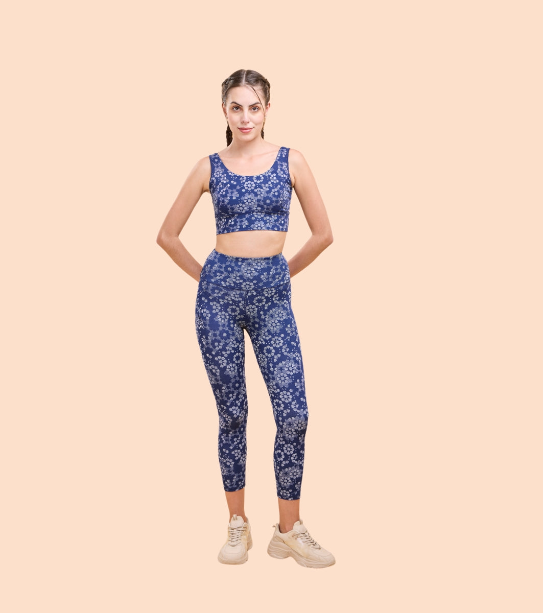 Enamor A204 Printed Sports Bra - High-Impact Dry Fit Long Line Sports Bra with Stylish Print