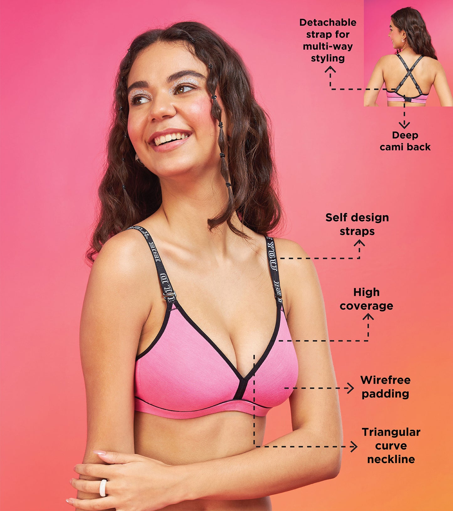 Enamor XO Candy Pink Non Wired Padded Regular Bra - Lena