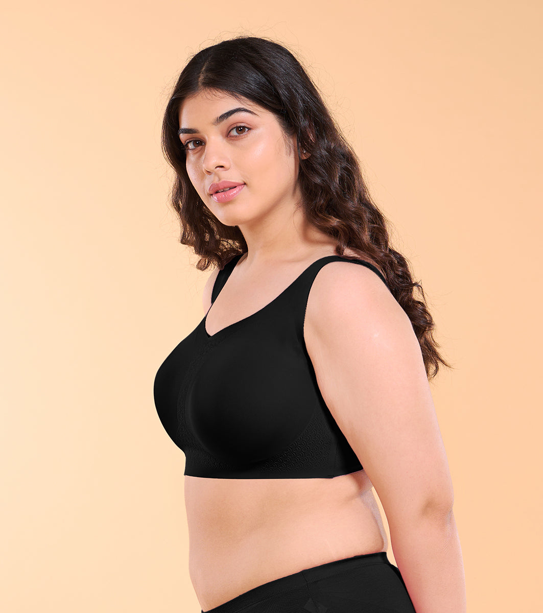 Enamor IO03 Invisi Minimizer Lift Black Bra- Padded, Wirefree, High Coverage