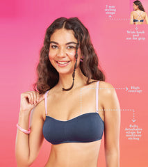 Enamor XO Denim Blue Non-Wired Non Padded Multiway Bra - Nella