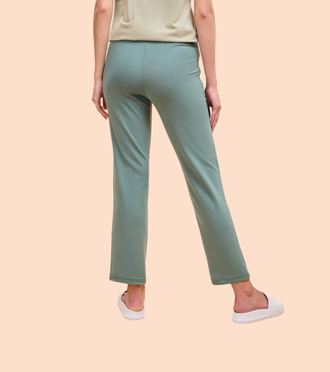 Enamor Essentials Womens E014-Mid Rise Slim Fit Basic Straight Leg Lounge Pants