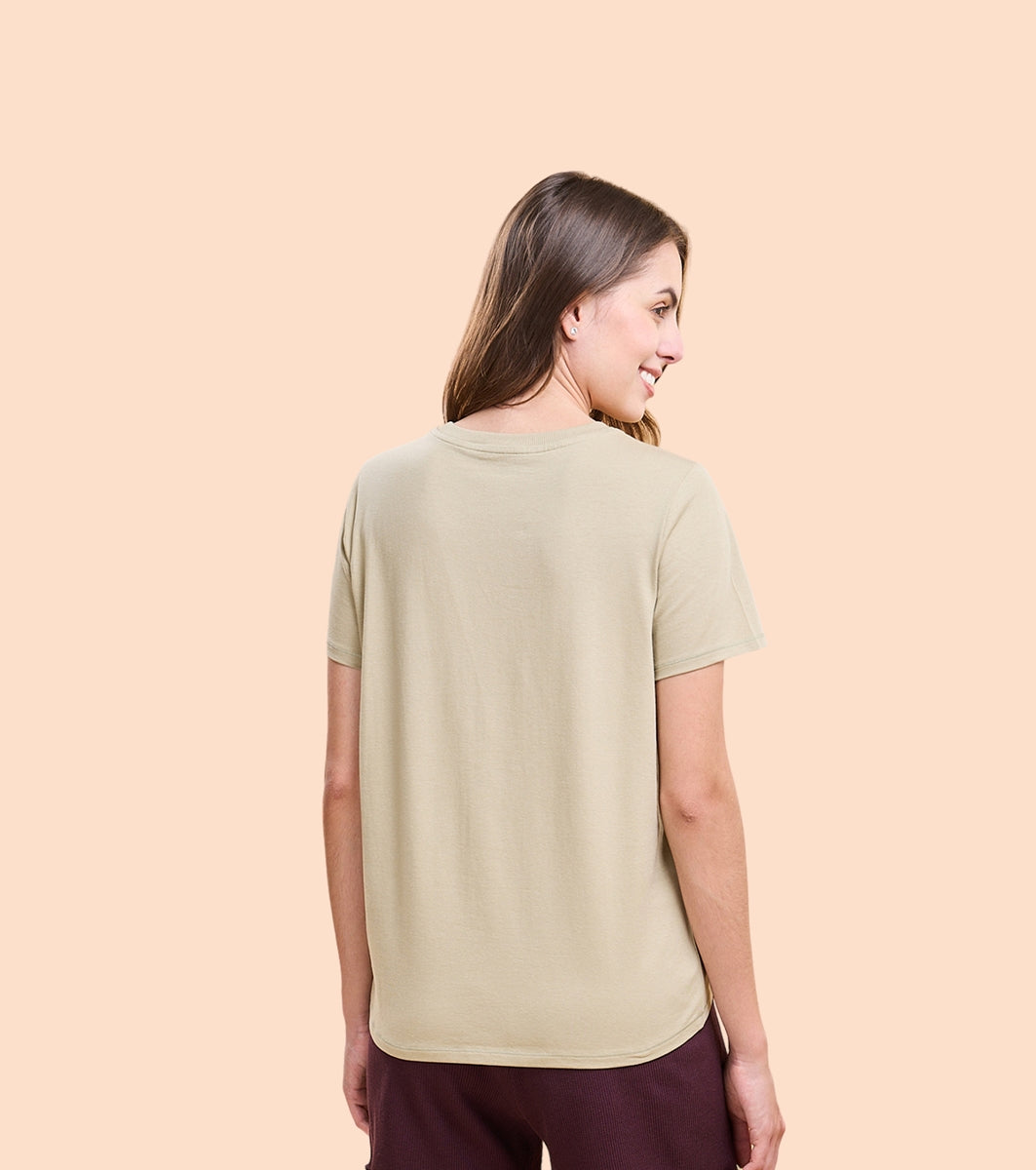 Enamor E305 High Low Tee Crew Neck Basic Stretch Cotton Tee