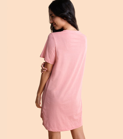 Tunic Tee – Solid | Short Sleeve Tunic Tee With Side Slit & Mindful Graphic