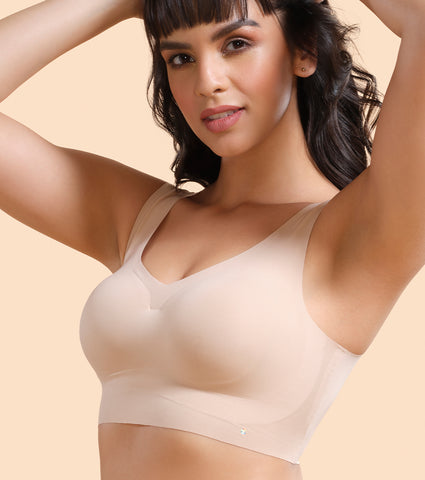 Enamor InvisiBra F070 Ultra Smooth Freedom Bra for Women- Padded Wirefree and Full Coverage - Pale Skin