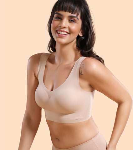 Enamor InvisiBra F070 Ultra Smooth Freedom Bra for Women- Padded Wirefree and Full Coverage - Pale Skin