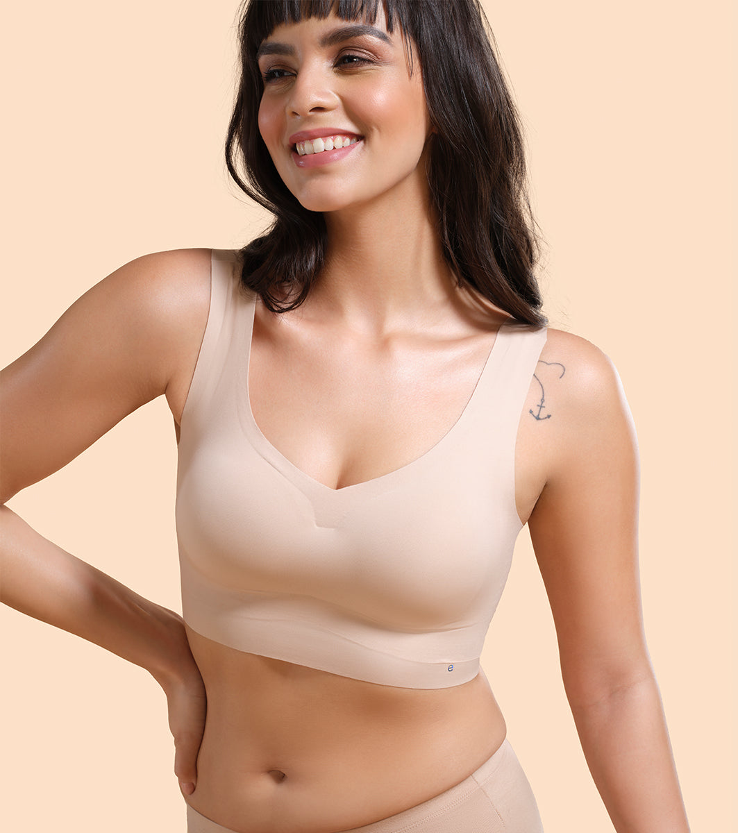 Enamor InvisiBra F070 Ultra Smooth Freedom Bra for Women- Padded Wirefree and Full Coverage - Pale Skin