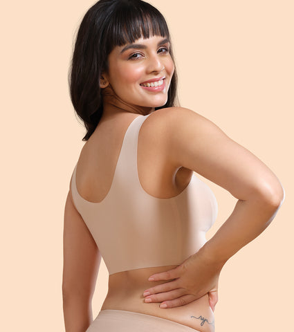 Enamor InvisiBra F070 Ultra Smooth Freedom Bra for Women- Padded Wirefree and Full Coverage - Pale Skin