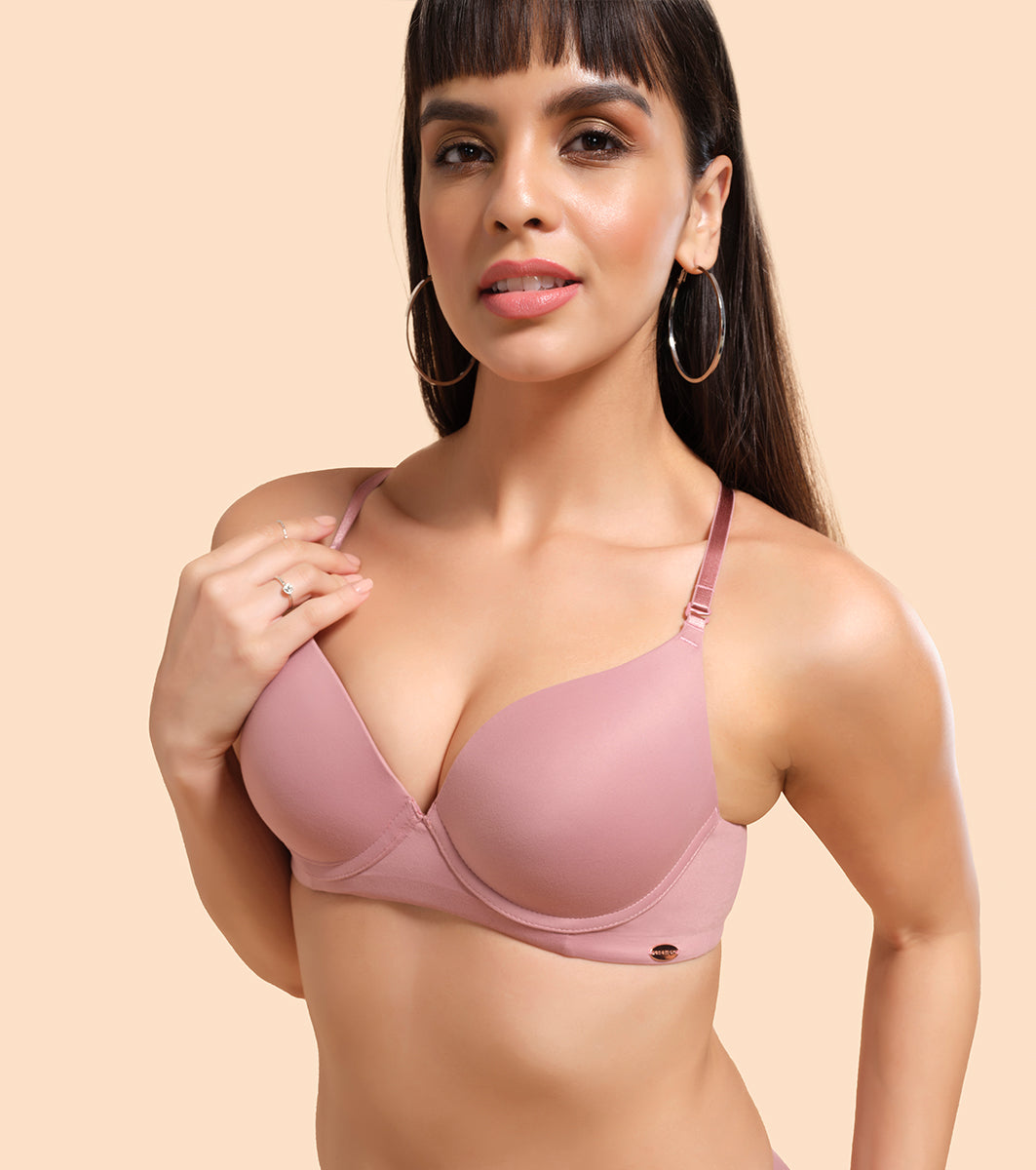 Enamor Body Transform F114 Air Brush Multiway Plunge Push-Up Bra for Women- Medium Coverage, Padded and Wired