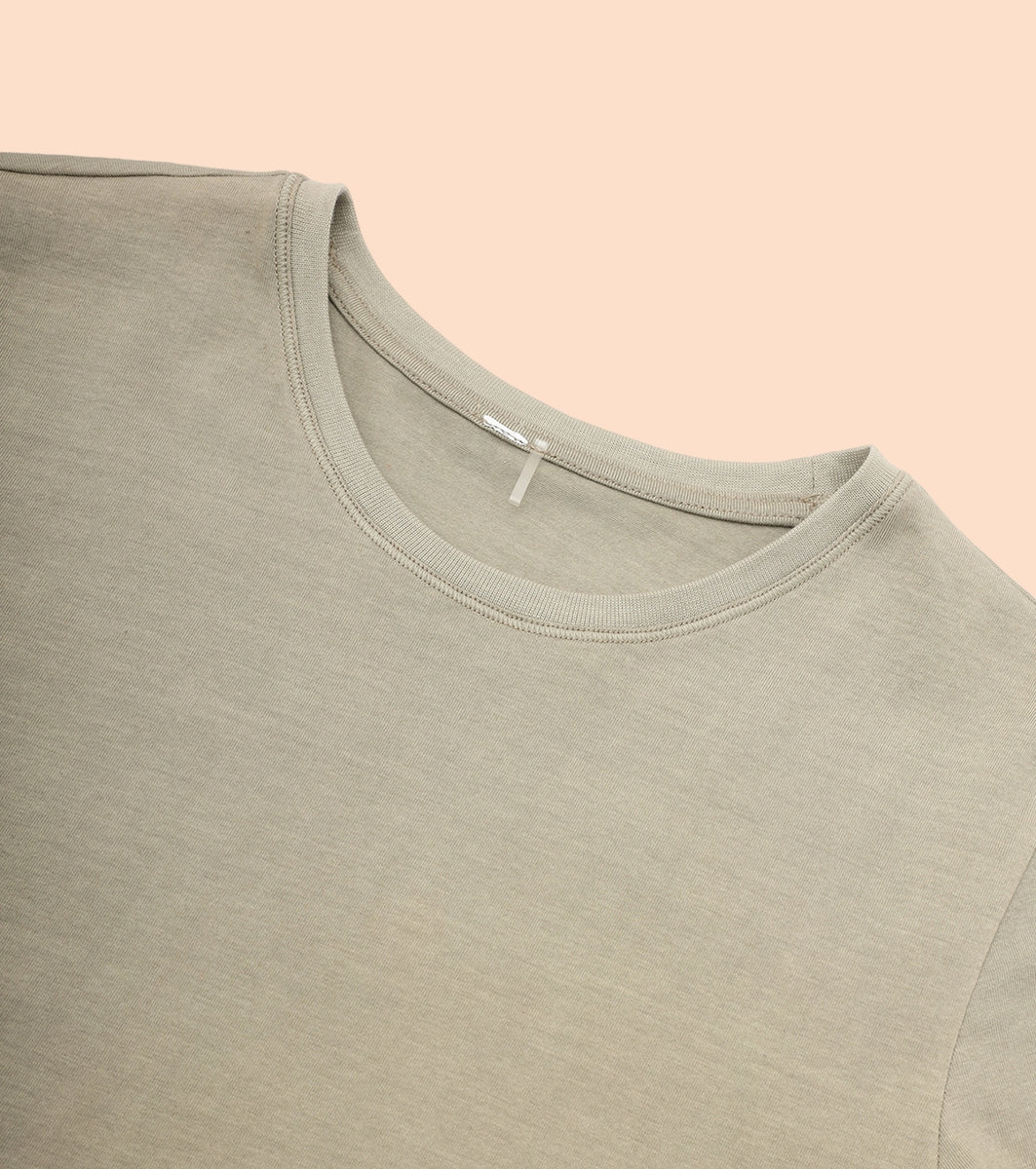 Enamor E305 High Low Tee Crew Neck Basic Stretch Cotton Tee