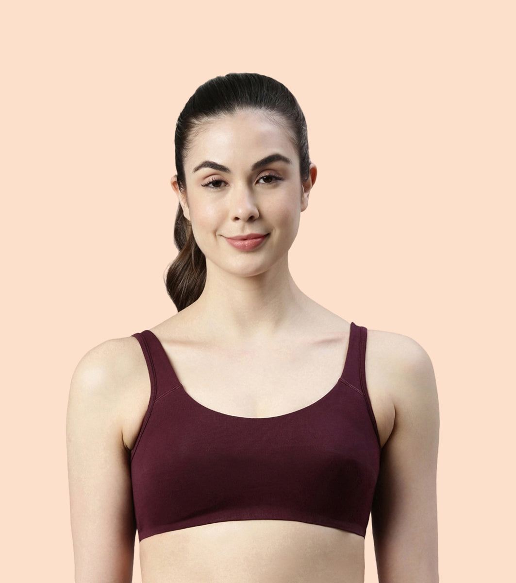 Enamor Low Impact Cotton Bra For Women - Non-Padded, Non-Wired, High-Coverage Bra For All-Day Comfort | SB06