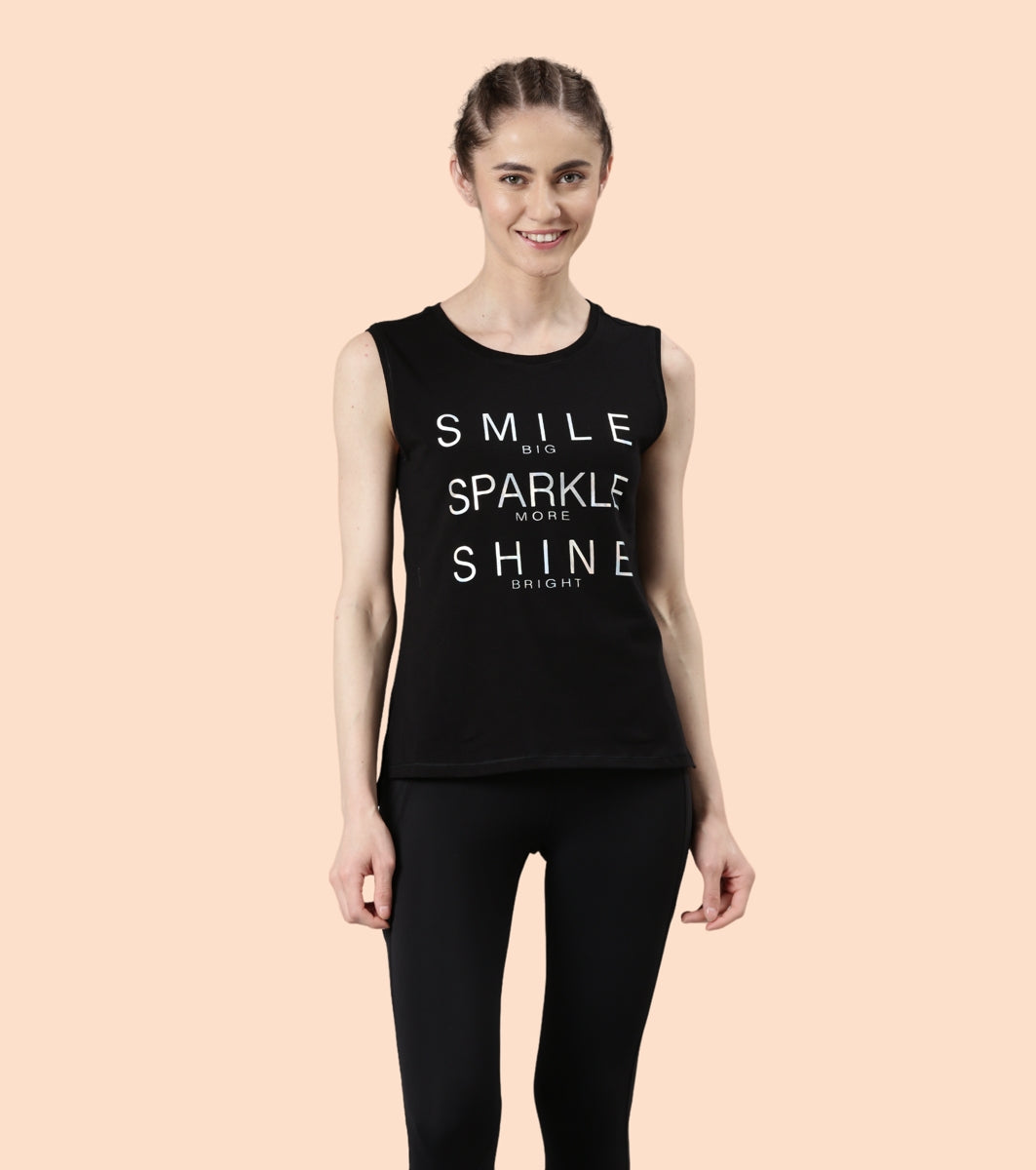 Stay Cool Tank | Crew Neck Anti-odour Stretch Cotton Muscle Tank With Graphic Print